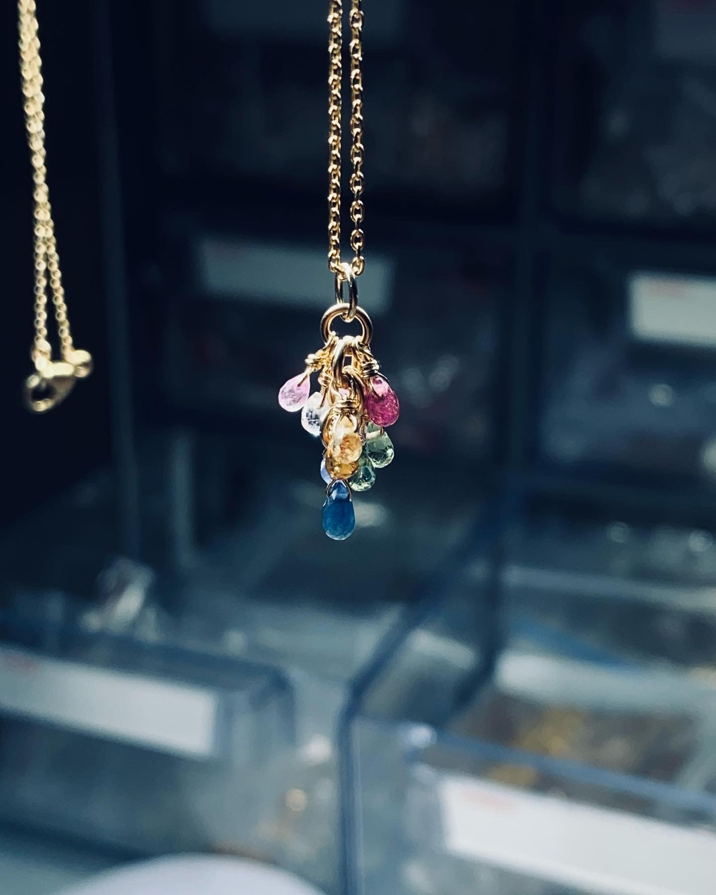Multicolored Sapphire Pendant Necklace