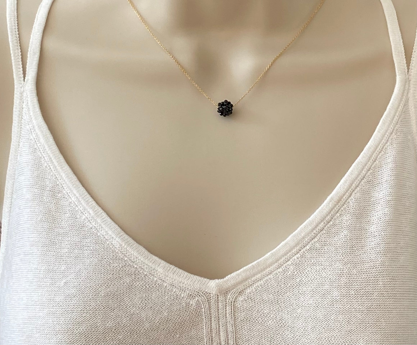 Black Spinel Ball Necklace