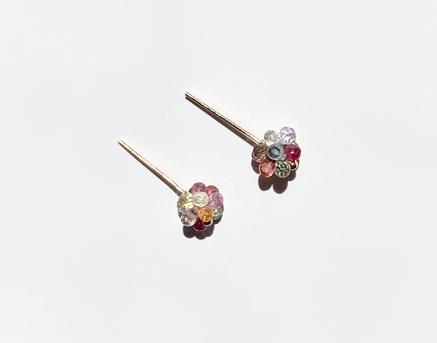 Multicolored Sapphire Ball Stud Earrings