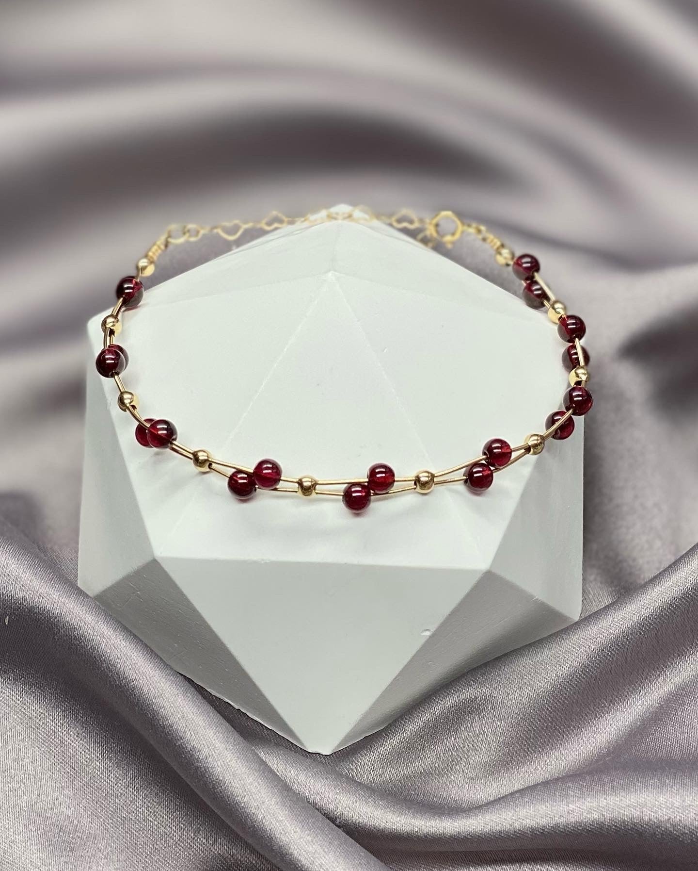 Natural Garnet Bangle Bracelet