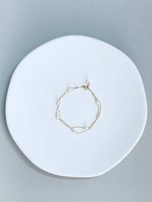 Gypsophila Pearl Double Chains Bracelet