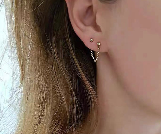 Mini Ball Chain Stud Earrings