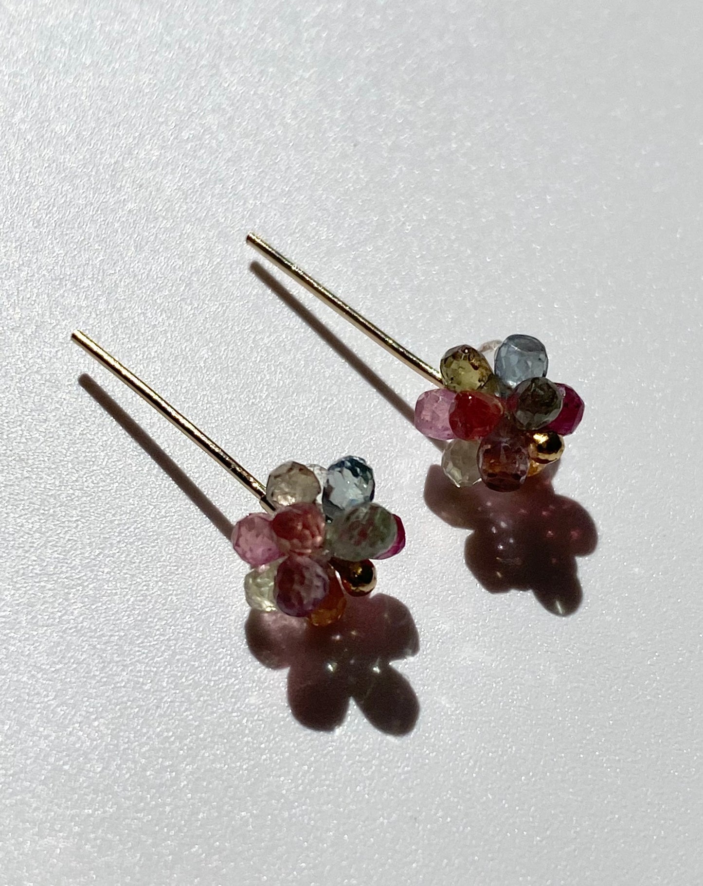 Multicolored Sapphire Ball Stud Earrings