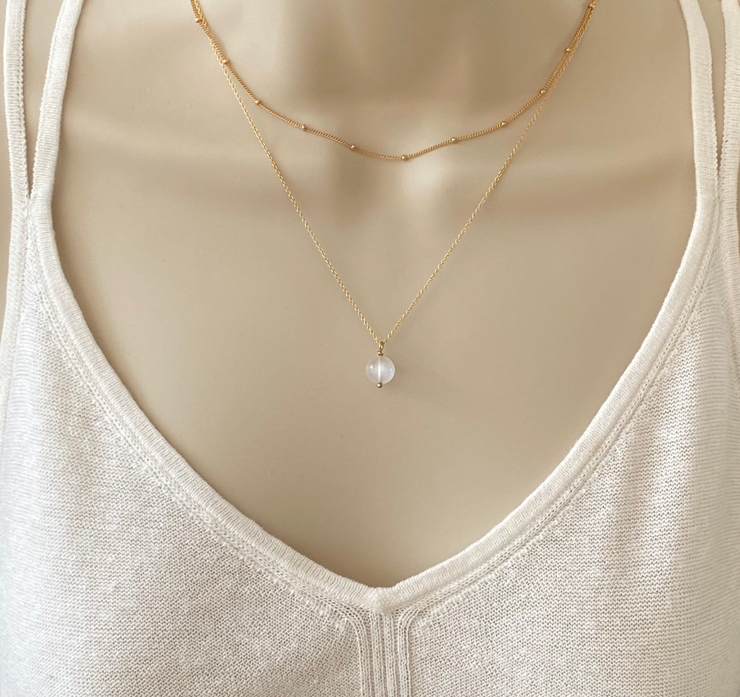Blue Flash Moonstone Pendant Necklace