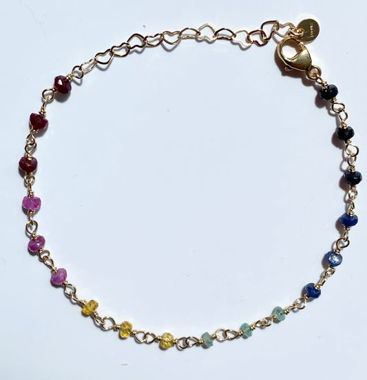 Rainbow Sapphire Beads Bracelet