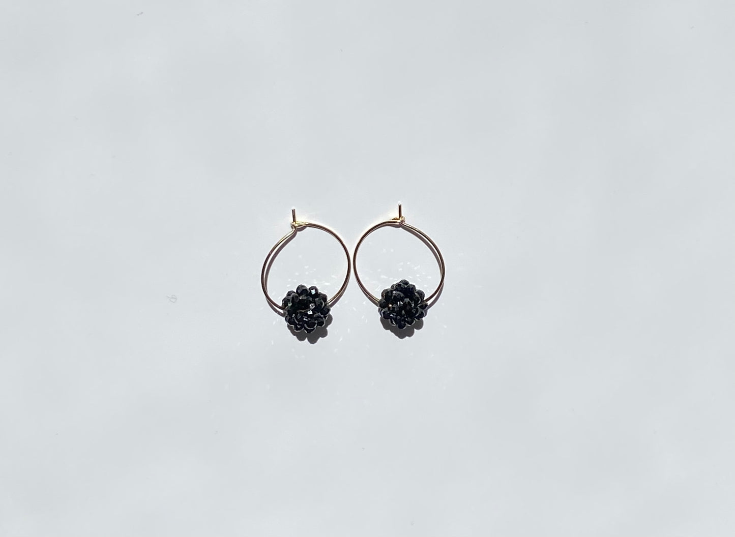 Black Spinel Hoop Earrings