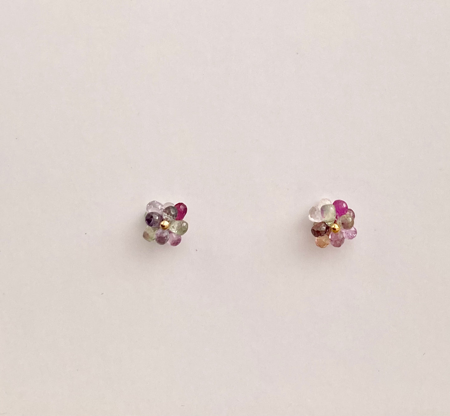 Multicolored Sapphire Ball Stud Earrings