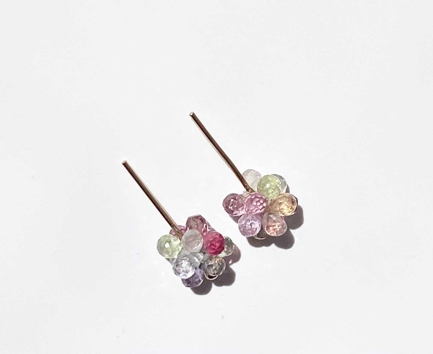 Multicolored Sapphire Ball Stud Earrings