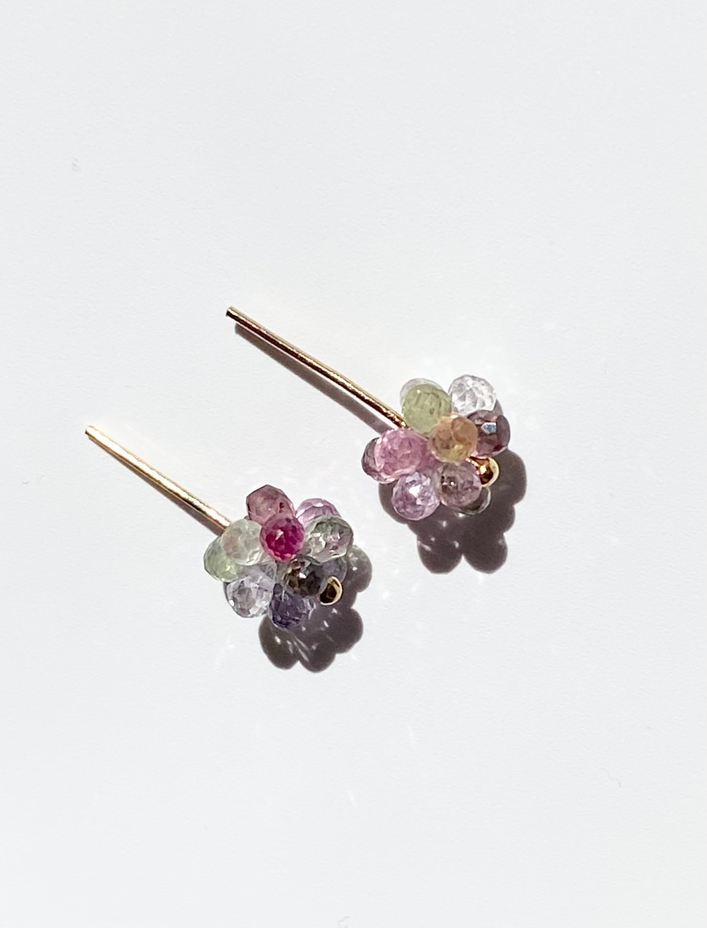 Multicolored Sapphire Ball Stud Earrings